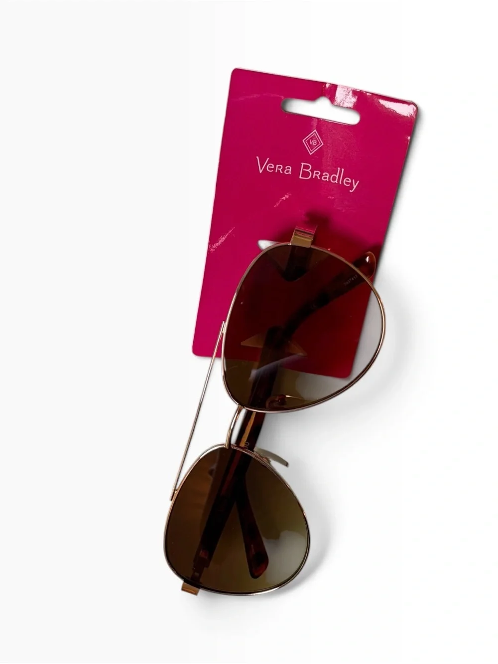 Vera Bradley Loren Perfectly Plaid Gradient Aviator Sunglasses Gold Frame UV 400